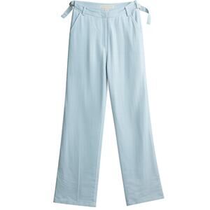 Naked Wardrobe Light Blue Linen Blend Wide Leg Pants - Size S